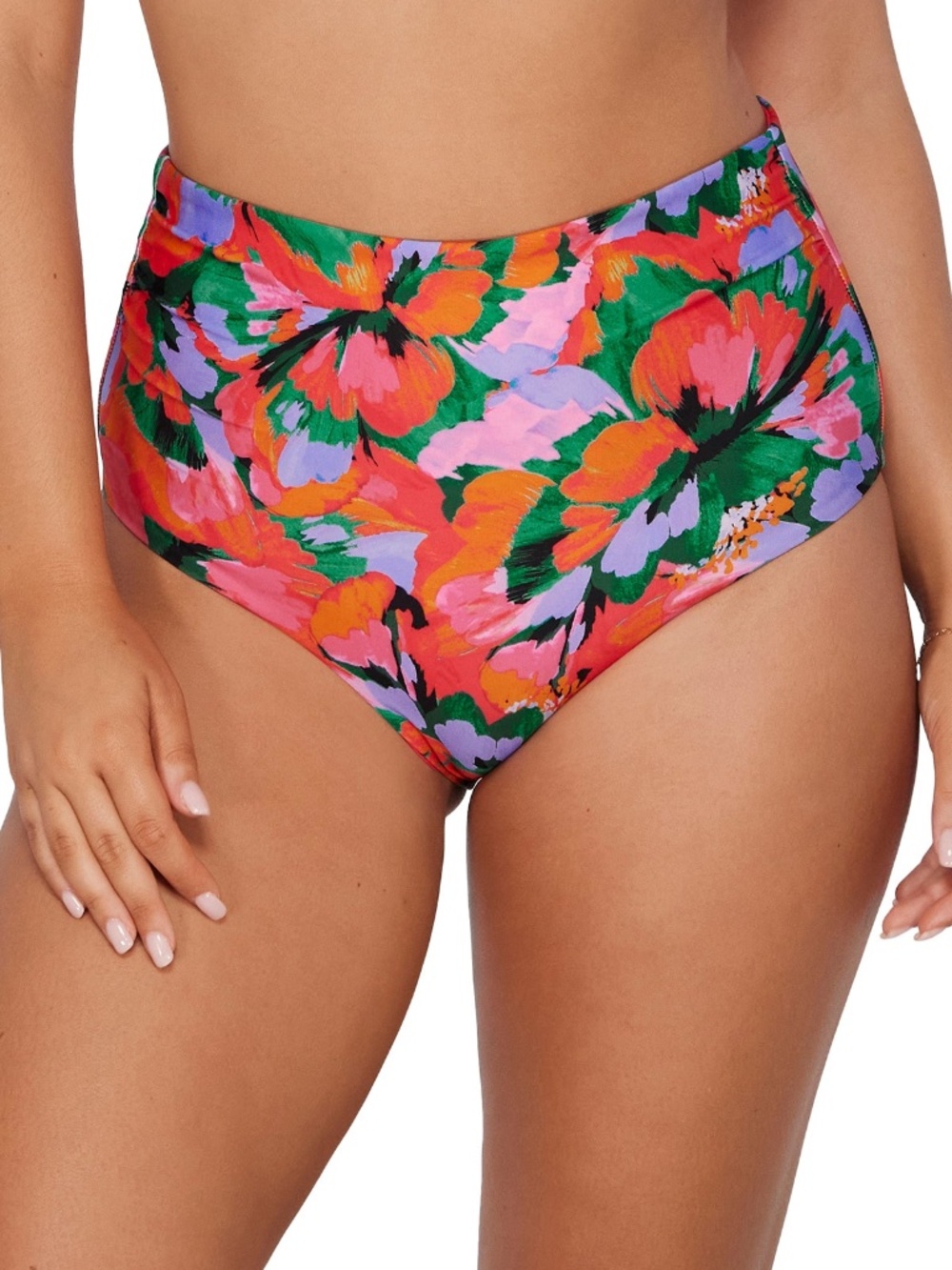 NEW Sunsets Capri High Waist Shirred Front Swim Bottom 310B Hummingbird Cove
